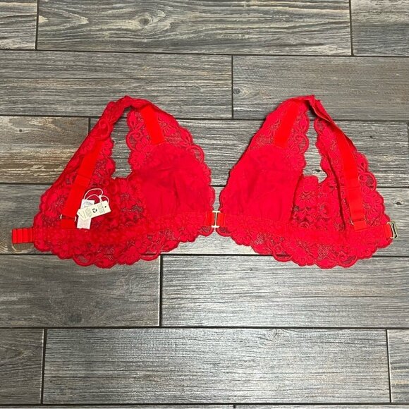 NWT Free People X HAH Got Ur Back Bra Medium Siren Red Lace Bralette Ajdustable - Picture 4 of 11